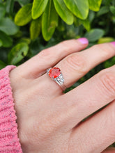 Load image into Gallery viewer, 1036: Vintage: 9ct White Gold Padparadscha Sapphire White Sapphires Ring- amazing colours
