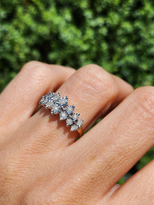 1914: Vintage: 9ct Gold Natural Diamonds Dress/Stacker Ring-She sparkles