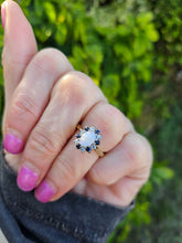 Load image into Gallery viewer, 0920: Vintage: 9ct Gold White Opal 6 Blue Sapphires 6 Diamonds Cluster Ring- Date-Mark 1979
