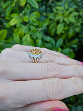 Load image into Gallery viewer, 0774:Vintage: Sensational 9ct Gold 19  Citrines 36 Diamonds Floral Cluster Ring
