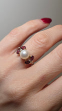 Load image into Gallery viewer, 2640: Vintage 9ct Gold Pearl, Almandine, Garnets Diamonds Dress Ring
