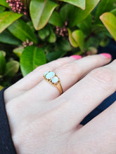 Load image into Gallery viewer, 0575:Antique; 18ct Gold Vivid White Opals Trilogy Ring- Date- Mark 1908
