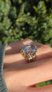 Vintage: Statement 9ct Gold Pear-Cut Swiss Blue Topaz Cocktail Ring