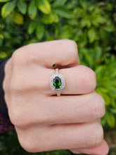 Load image into Gallery viewer, 0413: Vintage: 14ct Gold Green Diopside 16 Diamonds Art Deco Style Dress Ring
