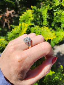 1540: Vintage: 9ct Gold 31 Diamonds Geometric Set Ring- Hallmarked in Edinburgh