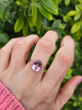 Load image into Gallery viewer, 1006: Vintage: Rare 9ct Rose Gold Amethyst Morganites Diamonds Cocktail Ring- superb combination
