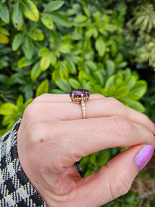 0829: Vintage: 9ct Gold Lilac Amethyst Cocktail Ring -Date-Mark 1979- 46 Years old