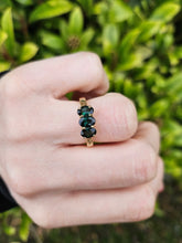 Load image into Gallery viewer, 1322: Vintage: Rare 9ct Gold Green Garnet Trilogy Ring lovely cut and colours
