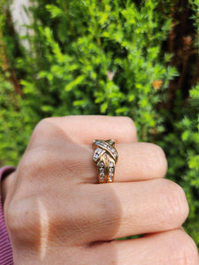 1755: Vintage: 9ct Gold 27 Round Full Cut Diamonds Ring-substantial, natural, sparkling ring- splendid