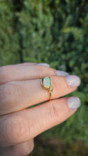 Load image into Gallery viewer, Vintage: Petite 18ct Gold Cabochon White Opal Diamond Snake-Head Ring
