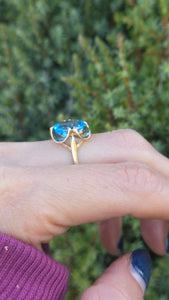 Vintage: 9ct Gold Faceted Cut Swiss Blue Topaz ring - From 1976