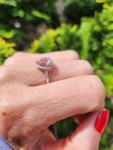 Load image into Gallery viewer, 1700: Vintage: 9ct White Gold Pink Morganite 26 Diamonds Dress Ring- petite, sparkling, pink
