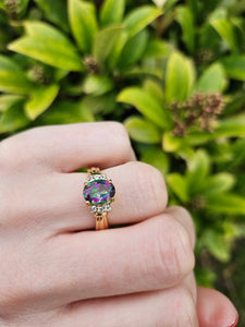 1302: Vintage: 9ct Gold Caribbean & Glacier Topaz Cocktail Ring-Lush