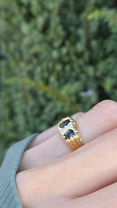 Vintage: 18ct Gold Australian Blue Sapphires Diamonds Statement Ring-From 1972