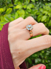 Load image into Gallery viewer, 0739: Vintage: 9ct Gold White Opals Diamonds Flower Head Ring- Date-Mark 1976
