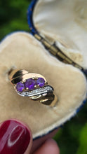 Load image into Gallery viewer, 2449 Vintage 9ct Gold Amethyst Diamonds Dress Ring
