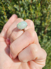 Load image into Gallery viewer, 1148: Vintage; 9ct Gold Large White Cabochon Cut Opal Ring
