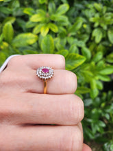 Load image into Gallery viewer, 0036:  Vintage: Rare -22ct Gold Ruby Diamonds Halo Cluster Ring- Superb quality
