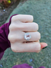 Load image into Gallery viewer, 0648: Vintage: 14ct Rose Gold Emerald Cut Pink Morganite Diamonds Ring- exquisite
