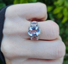 Load image into Gallery viewer, 0856: Vintage: 9ct Rose Gold Pink Morganites 52 Diamonds Cocktail Ring- exquisite
