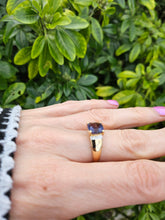 Load image into Gallery viewer, 0898: Vintage: Rare: 9ct Gold Cushion Cut Purple Tourmaline Diamonds Cocktail Ring- lovely
