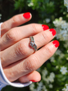 1153: Vintage: Rare Palladium Mixed-Cut Diamonds Stacker Ring- natural, sparkling beauty