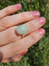 Load image into Gallery viewer, 1148: Vintage; 9ct Gold Large White Cabochon Cut Opal Ring
