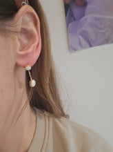 Load image into Gallery viewer, 0545: Vintage: 18ct Gold White Opals Drop/Dangle Stud Earrings- just lovely!
