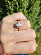 Load image into Gallery viewer, 1513: Vintage: 18ct Gold White Opal Diamonds (0.3ct) Floral Cluster Ring- From 1978
