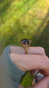 Vintage: Large 9ct Round Cut Smokey Quartz Ring