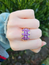 Load image into Gallery viewer, 0304: Vintage: Sensational 14ct Gold Amethysts, Peridots, Diamond&#39;s Cluster Cocktail Ring-
