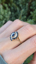 Load image into Gallery viewer, Vintage: 9ct Gold French Blue Sapphires Natural Diamonds Cluster Ring
