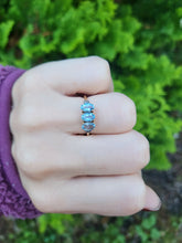 Load image into Gallery viewer, 8258: Vintage: 18ct Gold Blue Aquamarines Baguette Cut Diamonds Dress Ring
