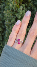 Load image into Gallery viewer, Vintage:  9ct Gold Rubies Glacier Topaz Love Hearts Ring
