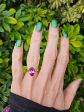 Load image into Gallery viewer, 0473: Vintage 9ct Gold Pear Cut Pink Topaz Diamonds Cocktail Ring- lovely combination
