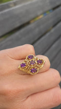 Load image into Gallery viewer, 6294 Vintage: 14ct Gold Purple Amethysts Openwork Geometric Set Cocktail Ring
