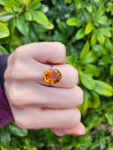 Load image into Gallery viewer, 0281: Vintage: Platinum Fiery Orange Citrine Solitaire Signet Ring.
