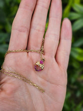 Load image into Gallery viewer, 0855: Vintage: 9ct Gold Necklace &amp;  Rubies Pendant- an elegant, demure, eye catcher
