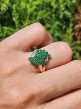 Load image into Gallery viewer, 1789: Vintage: 9ct Gold Emeralds Diamonds Cocktail Ring- Thrilling
