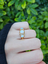 Load image into Gallery viewer, 0574: Vintage: 18ct Gold Vivid White Opals Diamonds Ring- Date-Mark 1945
