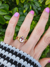 Load image into Gallery viewer, 0801: Vintage: 9ct Gold Large Pink Morganite Cocktail Ring- Lush
