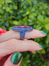 Load image into Gallery viewer, 0590: Vintage: Spectacular 18ct White Gold Pink Tourmalines Blue Sapphires Statement Ring
