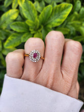 Load image into Gallery viewer, 0036:  Vintage: Rare -22ct Gold Ruby Diamonds Halo Cluster Ring- Superb quality
