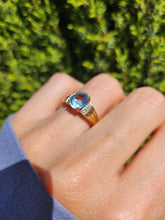 Load image into Gallery viewer, 1753: Vintage; 9ct Gold Large Swiss Blue Topaz Cocktail Ting- lovely cut an colour
