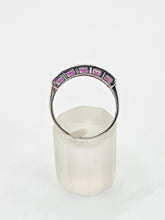 Cargar imagen en el visor de la galería, 2184: Vintage; 9ct White Gold Pink Sapphires Stacker/Dress Ring- petite, pink and cute
