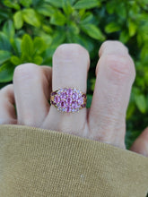 Load image into Gallery viewer, 0495: Vintage: 9ct Gold Pink Sapphires Topaz Cocktail Ring- Barbie beauty
