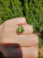 Load image into Gallery viewer, 1455: Vintage: 18ct Gold Peridot Diamonds Cocktail Ring- exquisite statement piece

