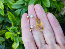 Load image into Gallery viewer, 0699: Vintage: 14ct Gold Citrine, Seed Pearl Stud Drop Earrings- exquisite
