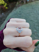 Load image into Gallery viewer, 0648: Vintage: 14ct Rose Gold Emerald Cut Pink Morganite Diamonds Ring- exquisite
