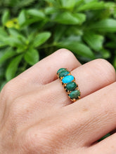 Load image into Gallery viewer, 1719: Vintage &amp; Old: 18ct Gold 5 Turquoises Half-Hoop Ring-Rare find
